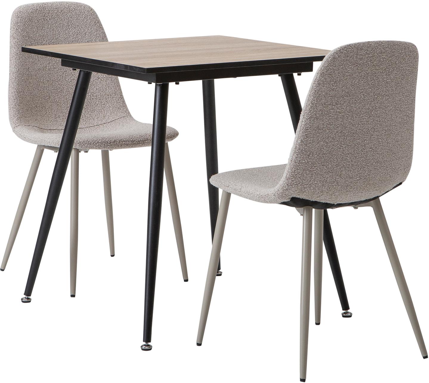 Montpellier & Maria söögilauakomplekt 70x70cm kahdelle, puidutoon/beež