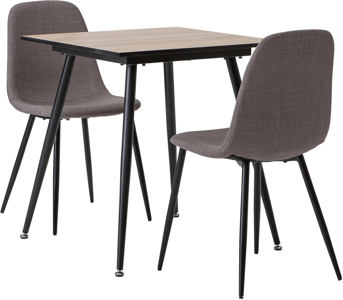 Montpellier & Maria söögilauakomplekt 70x70cm kahdelle, puidutoon/hall