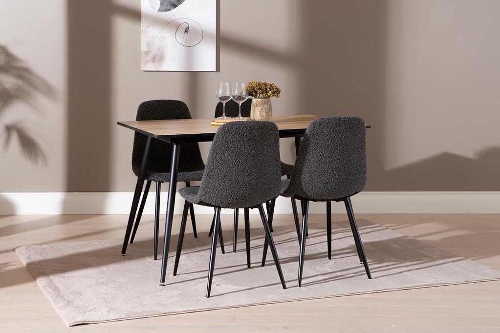 Montpellier & Maria söögilauakomplekt 120x75cm neljale, puidutoon/tumehall