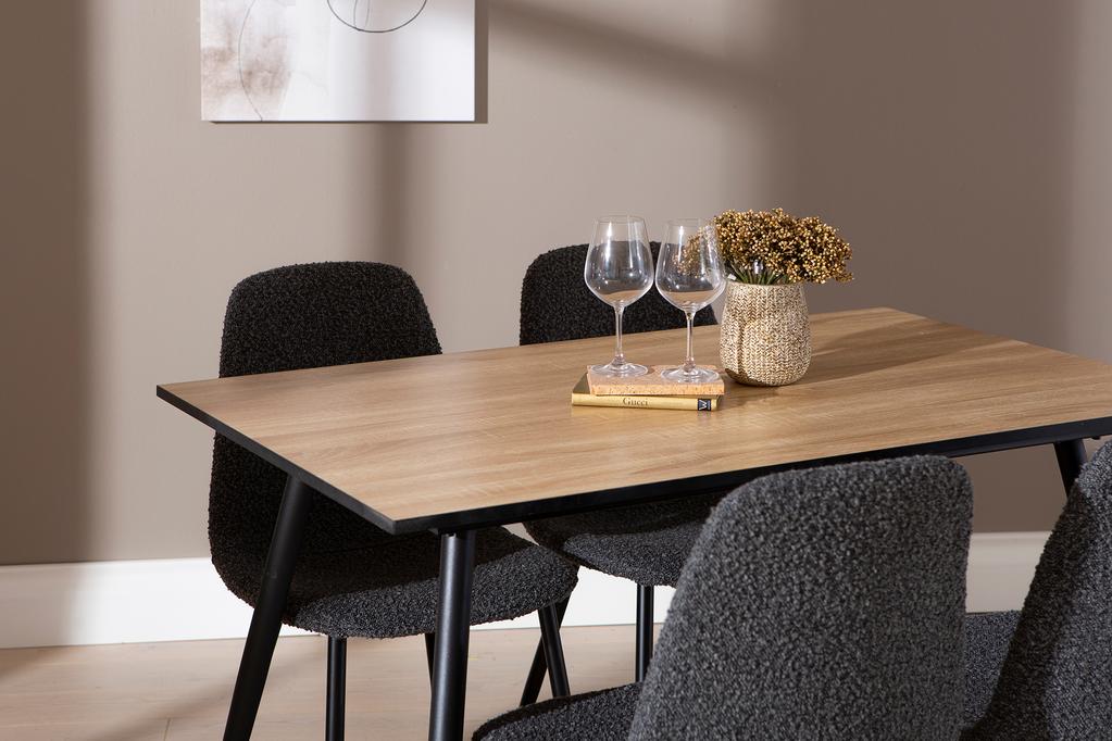 Montpellier & Maria söögilauakomplekt 120x75cm neljale, puidutoon/tumehall