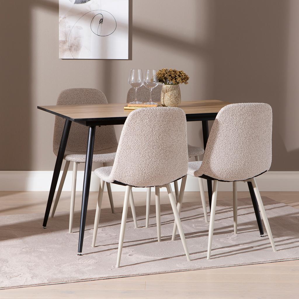 Montpellier & Maria söögilauakomplekt 120x75cm neljale, puidutoon/beež