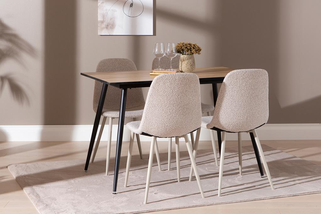 Montpellier & Maria söögilauakomplekt 120x75cm neljale, puidutoon/beež