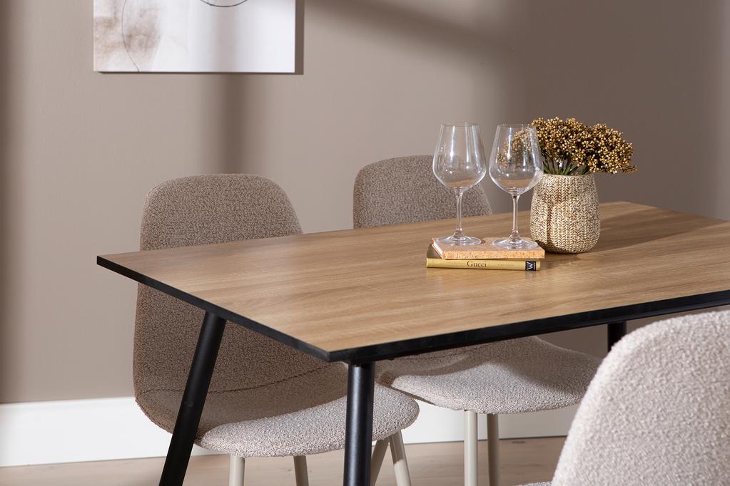 Montpellier & Maria söögilauakomplekt 120x75cm neljale, puidutoon/beež