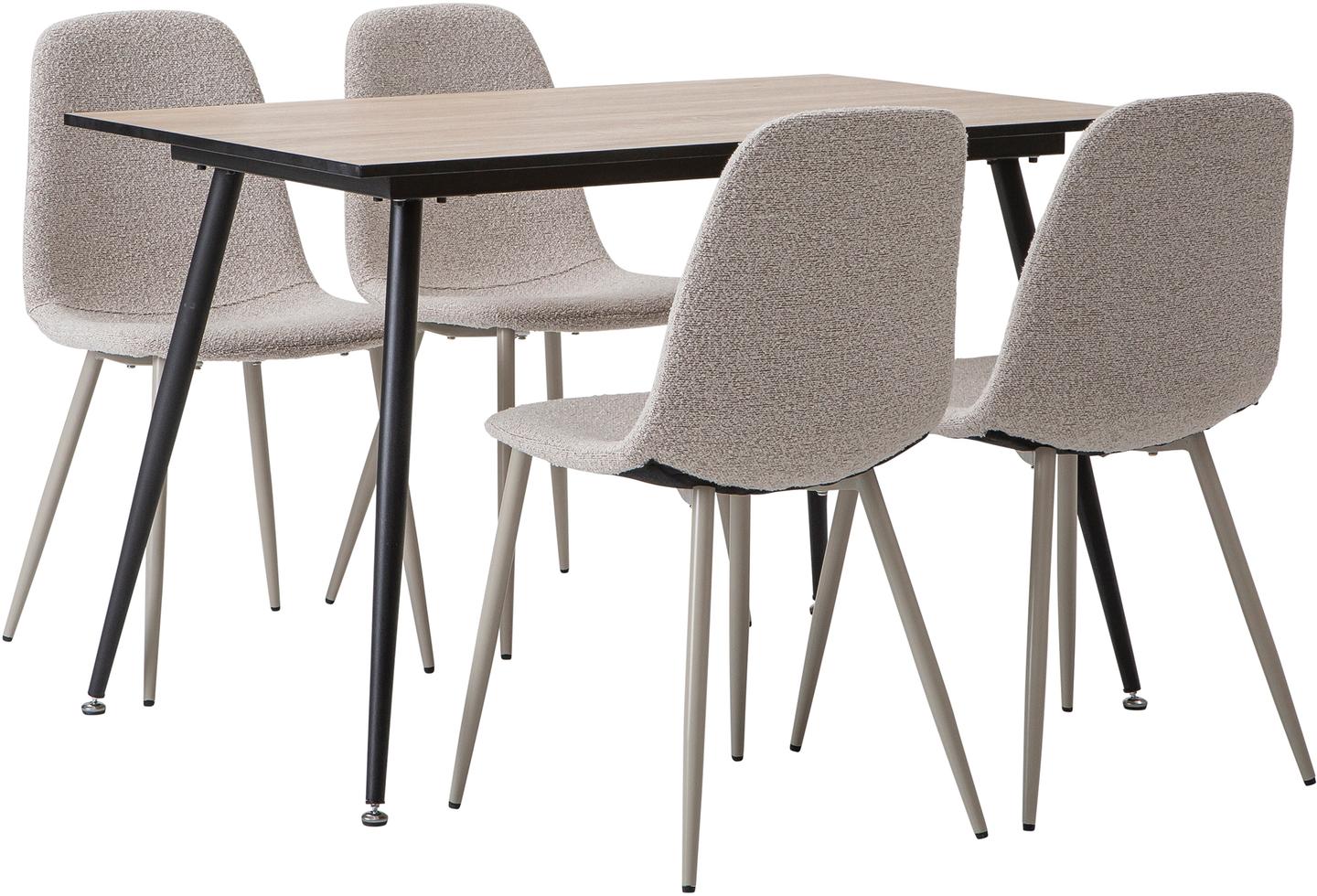 Montpellier & Maria söögilauakomplekt 120x75cm neljale, puidutoon/beež