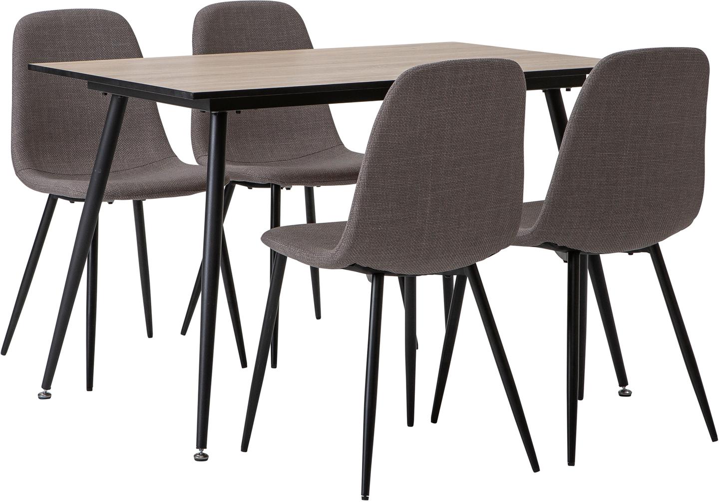 Montpellier & Maria söögilauakomplekt 120x75cm neljale, puidutoon/hall