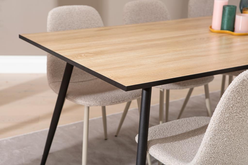 Montpellier & Maria söögilauakomplekt 180x90cm kuuele, puidutoon/beež