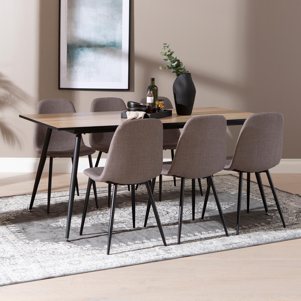 Montpellier & Maria söögilauakomplekt 180x90cm kuuele, puidutoon/hall