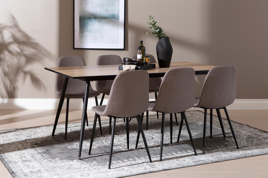 Montpellier & Maria söögilauakomplekt 180x90cm kuuele, puidutoon/hall