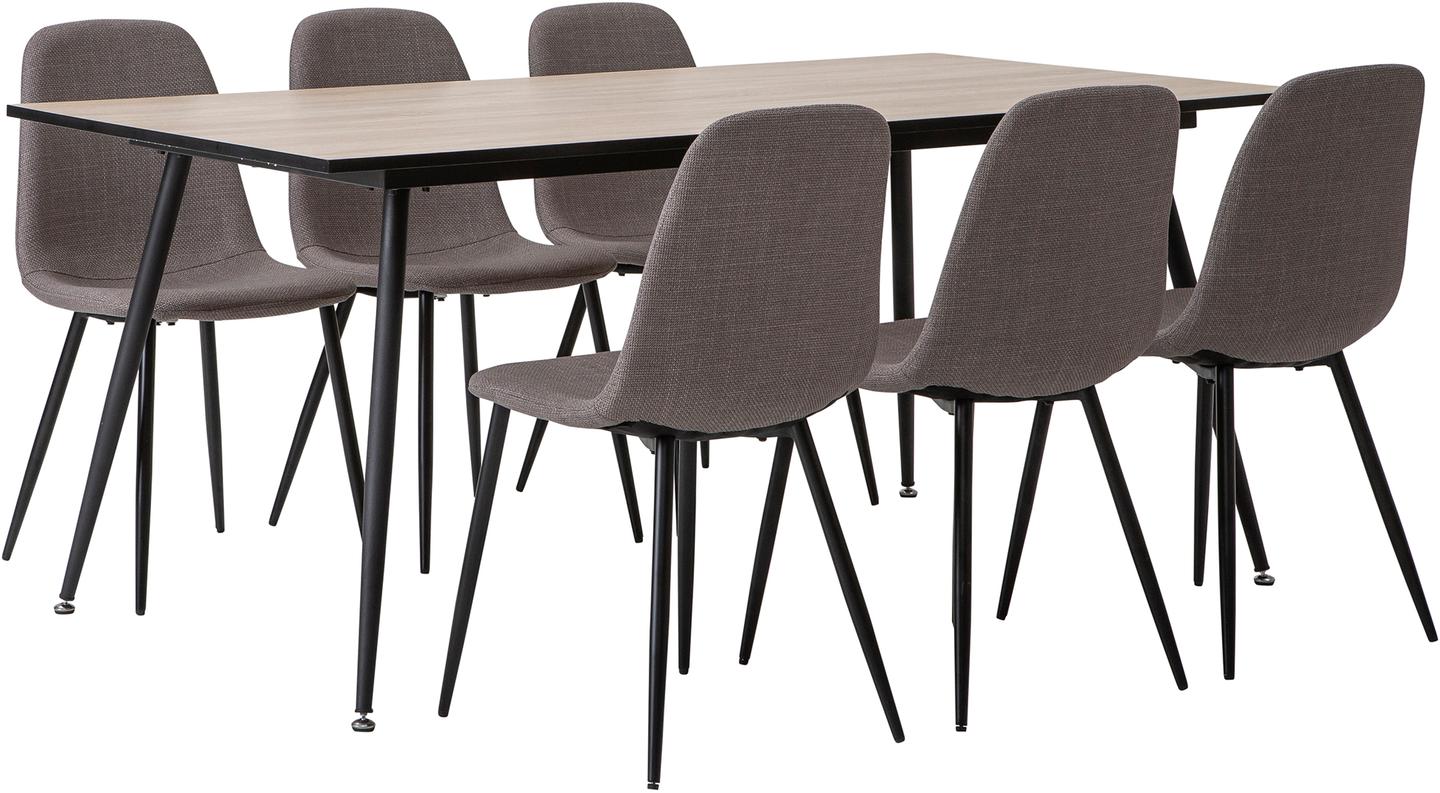 Montpellier & Maria söögilauakomplekt 180x90cm kuuele, puidutoon/hall