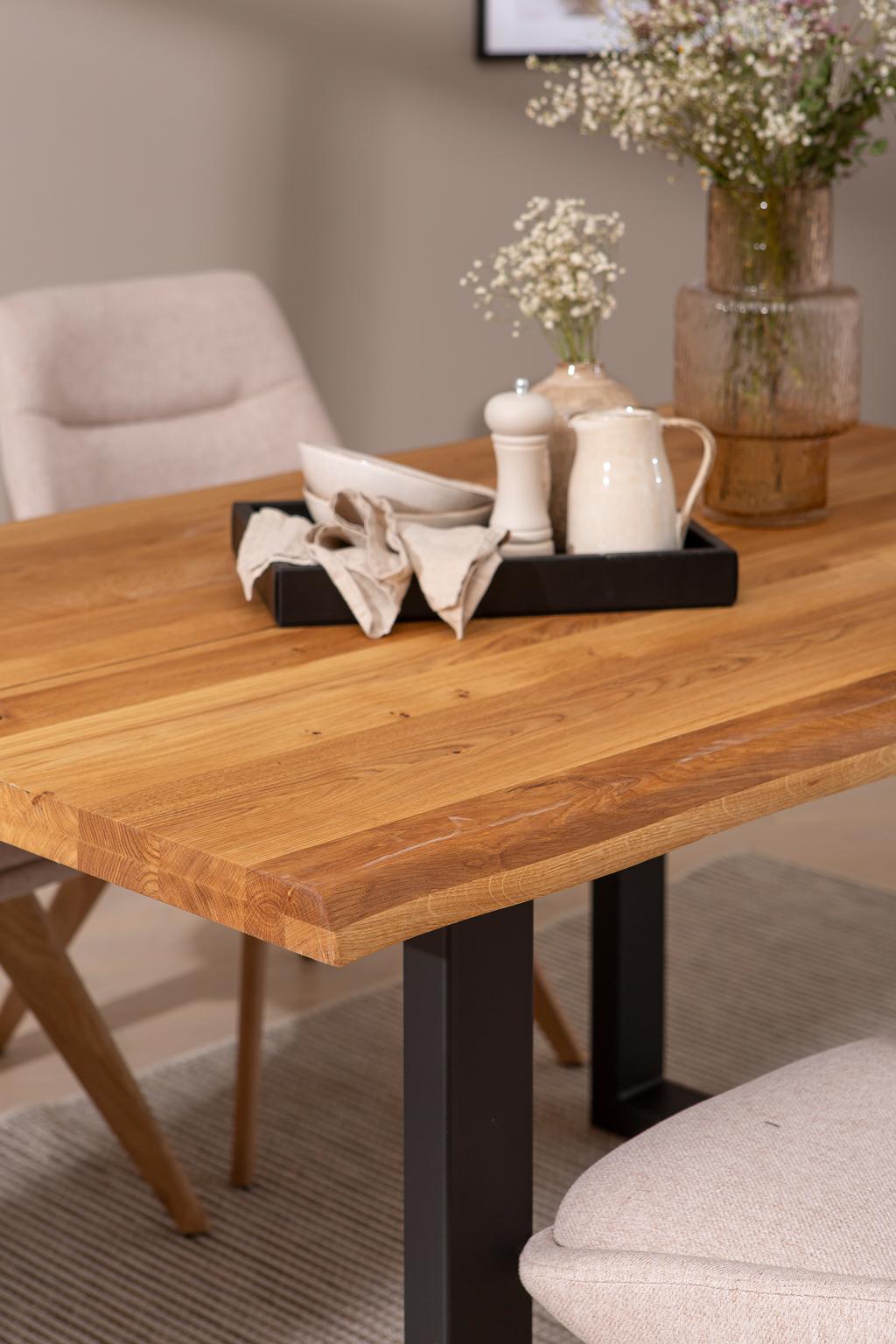 Estelle & Everly söögilauakomplekt 140x95cm neljale, U-jalg, tamm/liiv