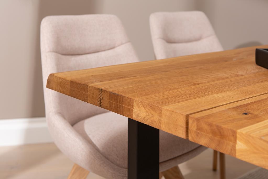 Estelle & Everly söögilauakomplekt 140x95cm neljale, U-jalg, tamm/liiv