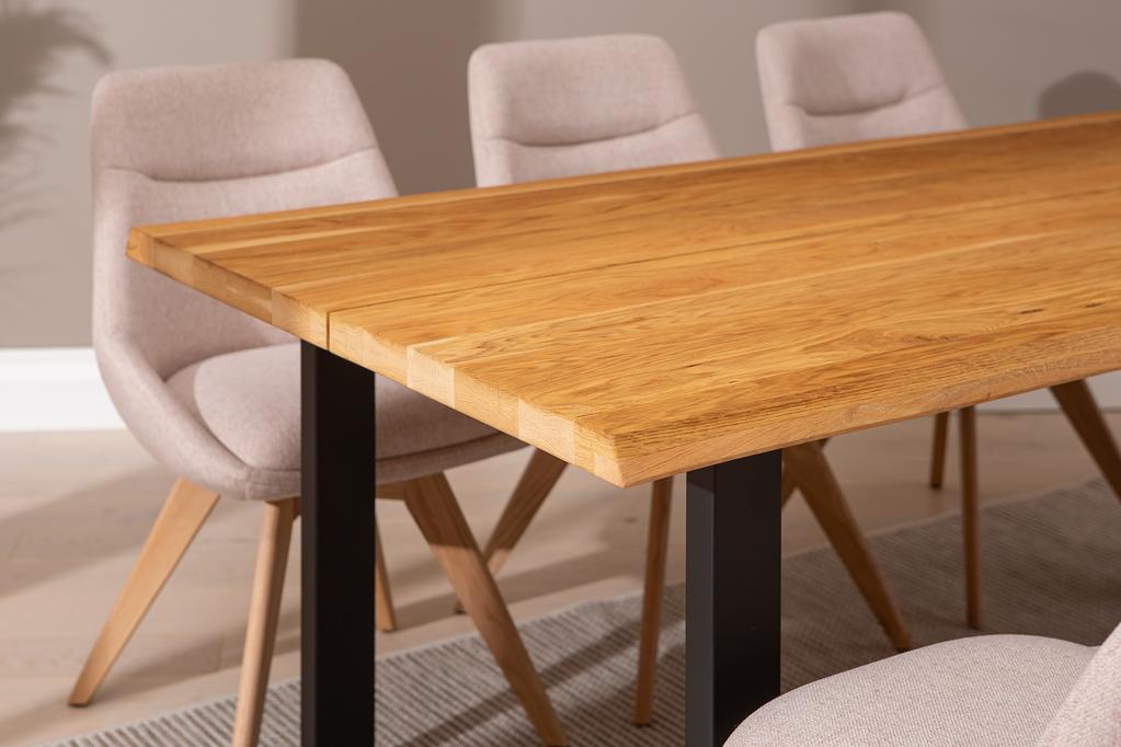 Estelle & Everly söögilauakomplekt 190x95cm kuuele, U-jalg, tamm/liiv