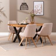 Pisipilt: Estelle & Everly söögilauakomplekt 140x95cm neljale, X-jalg, tamm/liiv