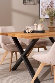 Pisipilt: Estelle & Everly söögilauakomplekt 140x95cm neljale, X-jalg, tamm/liiv