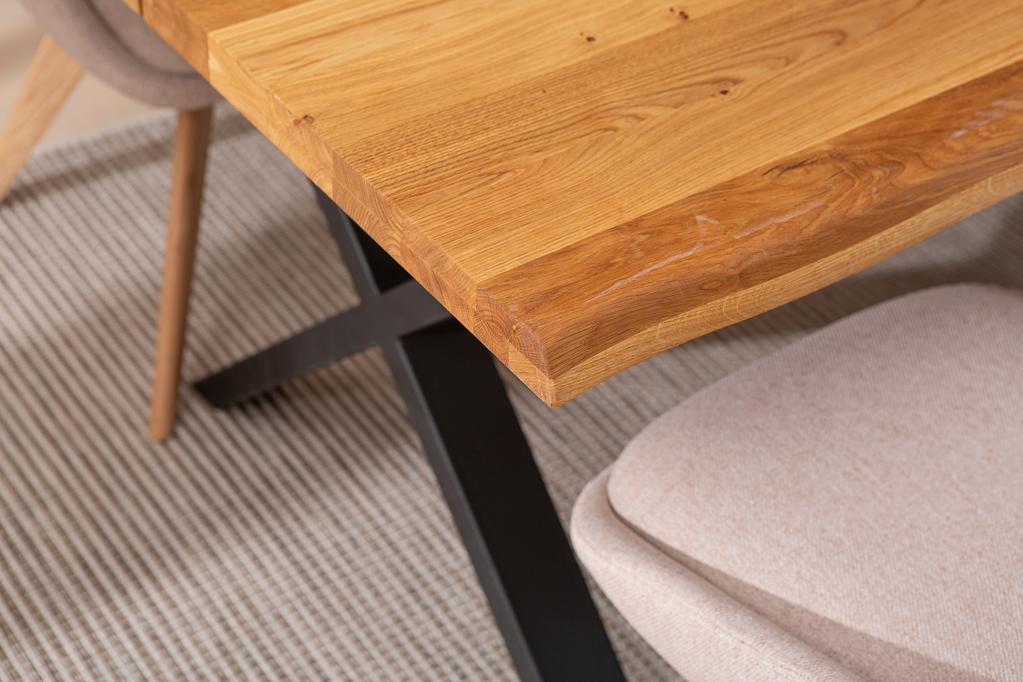 Estelle & Everly söögilauakomplekt 140x95cm neljale, X-jalg, tamm/liiv