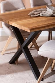 Pisipilt: Estelle & Everly söögilauakomplekt 140x95cm neljale, X-jalg, tamm/liiv