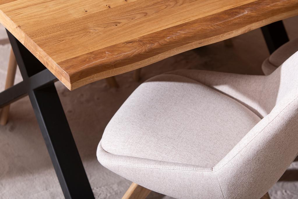 Estelle & Everly söögilauakomplekt 140x95cm neljale, X-jalg, tamm/liiv