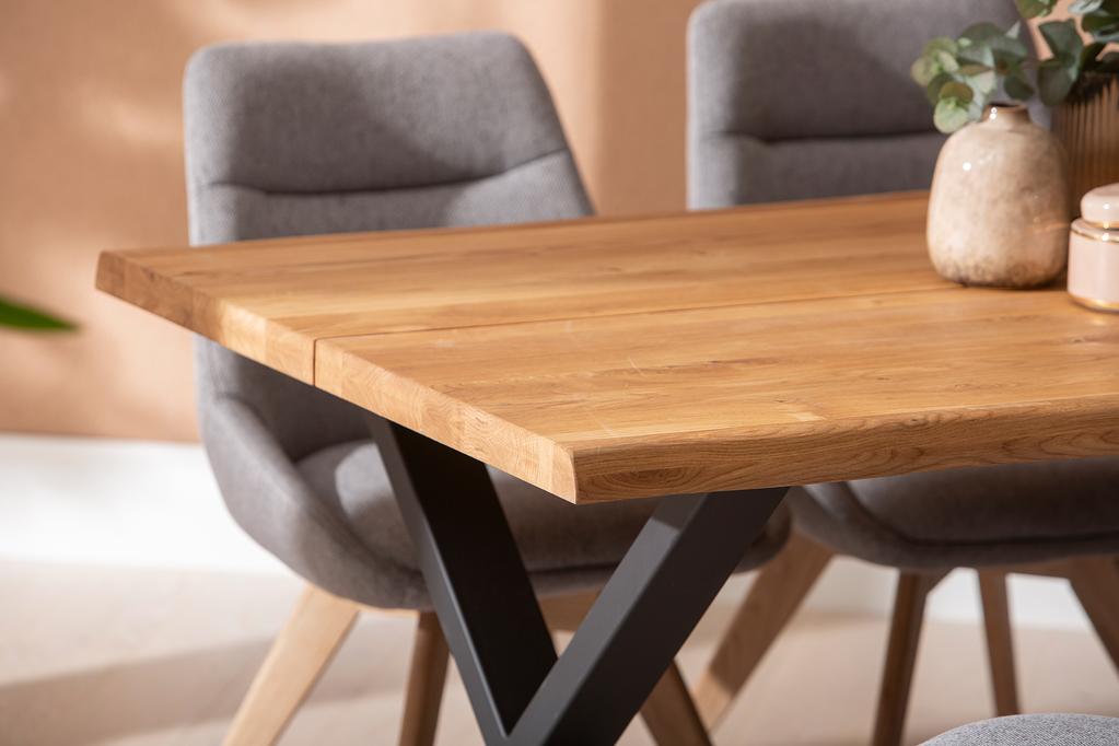 Estelle & Everly söögilauakomplekt 140x95cm neljale, X-jalg, tamm/hall