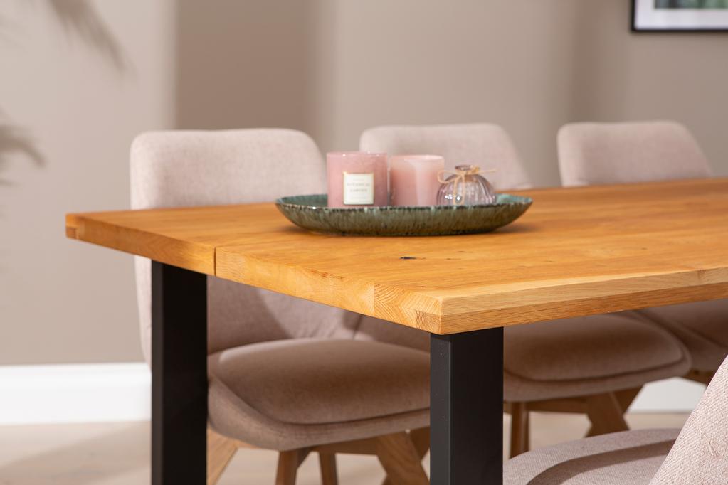 Isla & Everly söögilauakomplekt 190x95cm kuuele, U-jalg, tamm/liiv