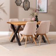 Pisipilt: Isla & Everly söögilauakomplekt 140x95cm neljale, X-jalg, tamm/liiv