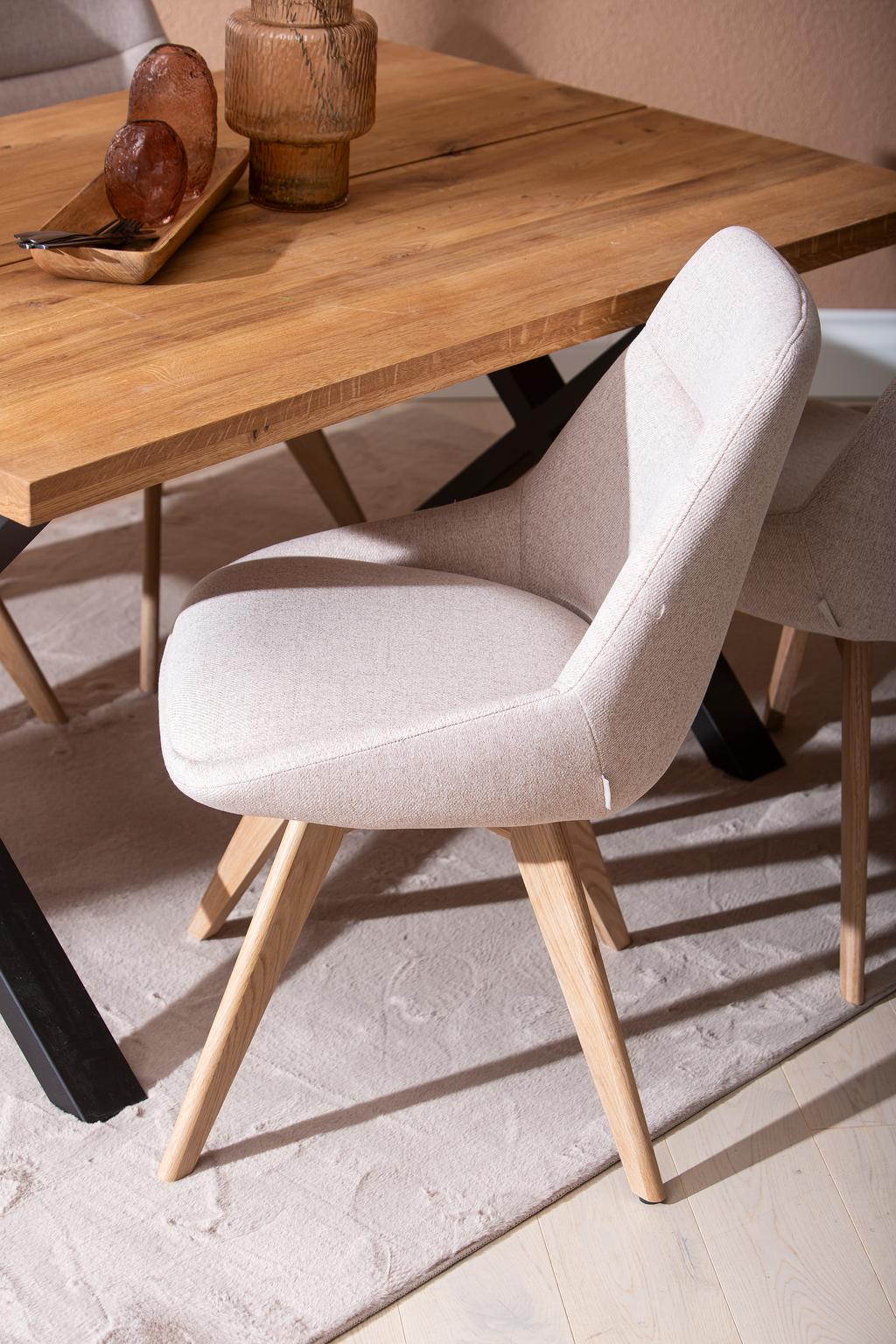 Isla & Everly söögilauakomplekt 140x95cm neljale, X-jalg, tamm/liiv