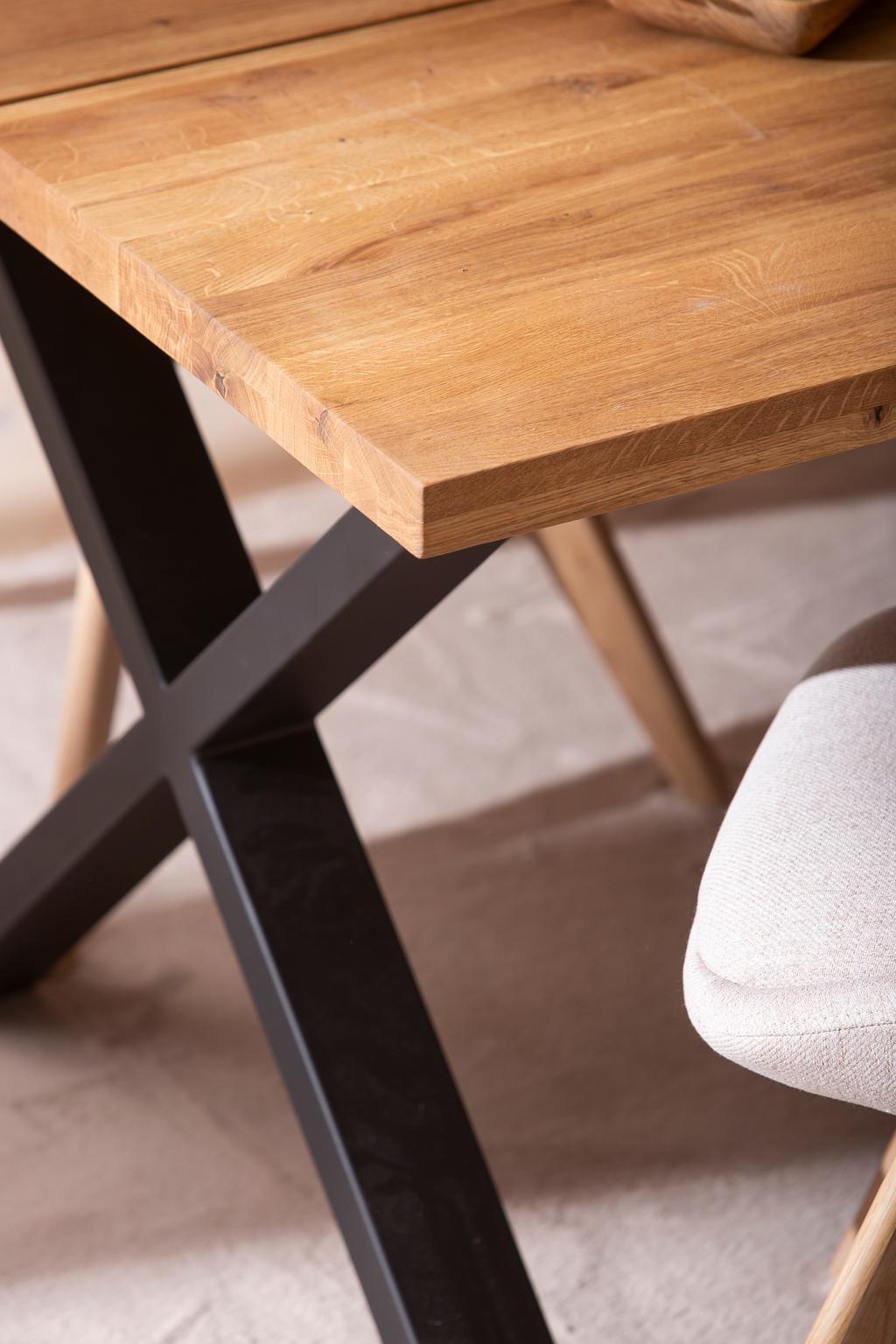 Isla & Everly söögilauakomplekt 140x95cm neljale, X-jalg, tamm/liiv