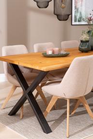 Pisipilt: Isla & Everly söögilauakomplekt 190x95cm kuuele, X-jalg, tamm/liiv