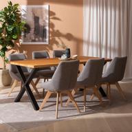 Pisipilt: Isla & Everly söögilauakomplekt 190x95cm kuuele, X-jalg, tamm/hall