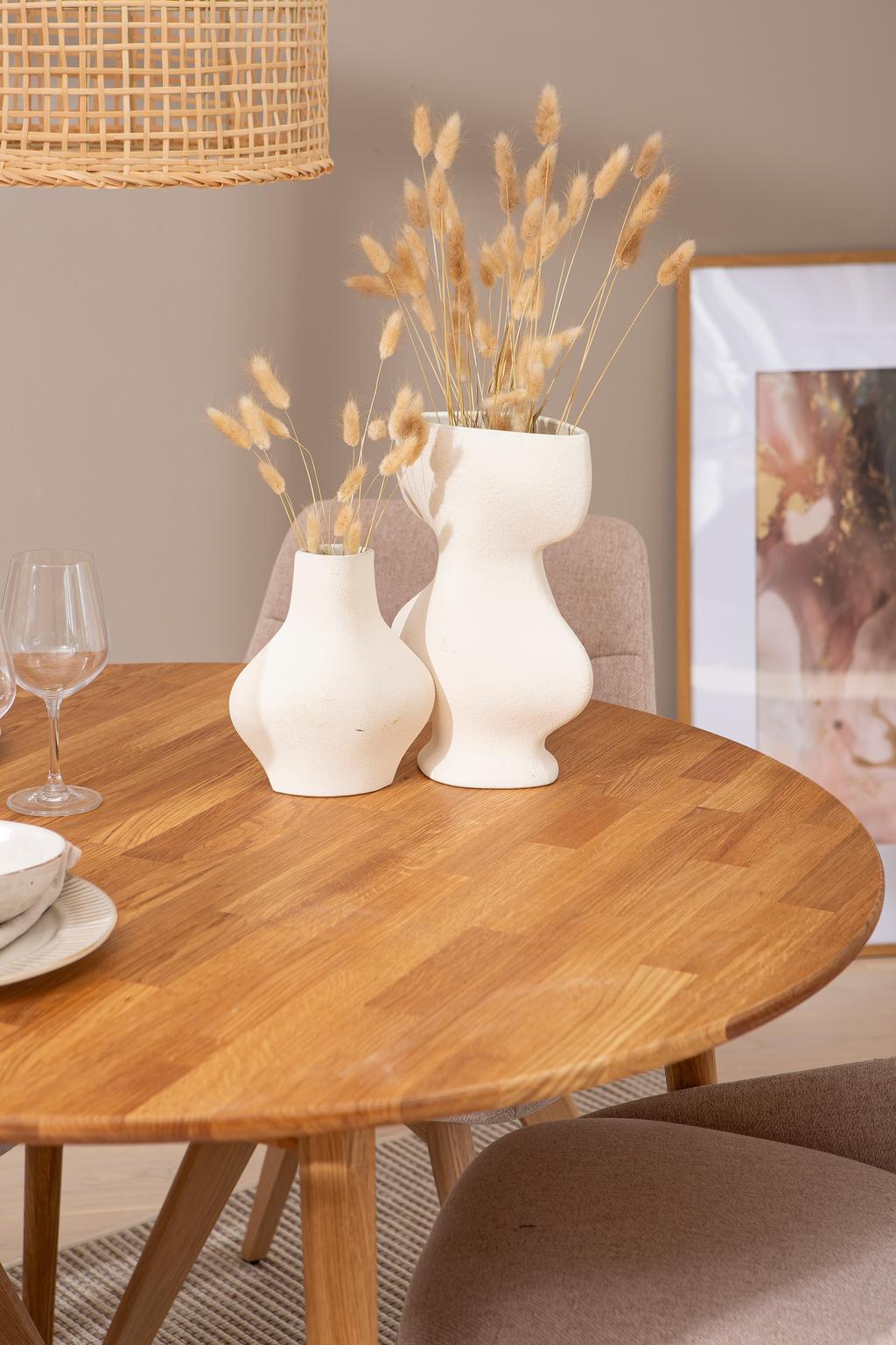 Ekholm & Everly söögilauakomplekt ümar 110cm neljale, tamm/liiv