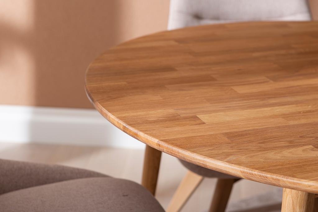 Ekholm & Everly söögilauakomplekt ümar 110cm neljale, tamm/liiv