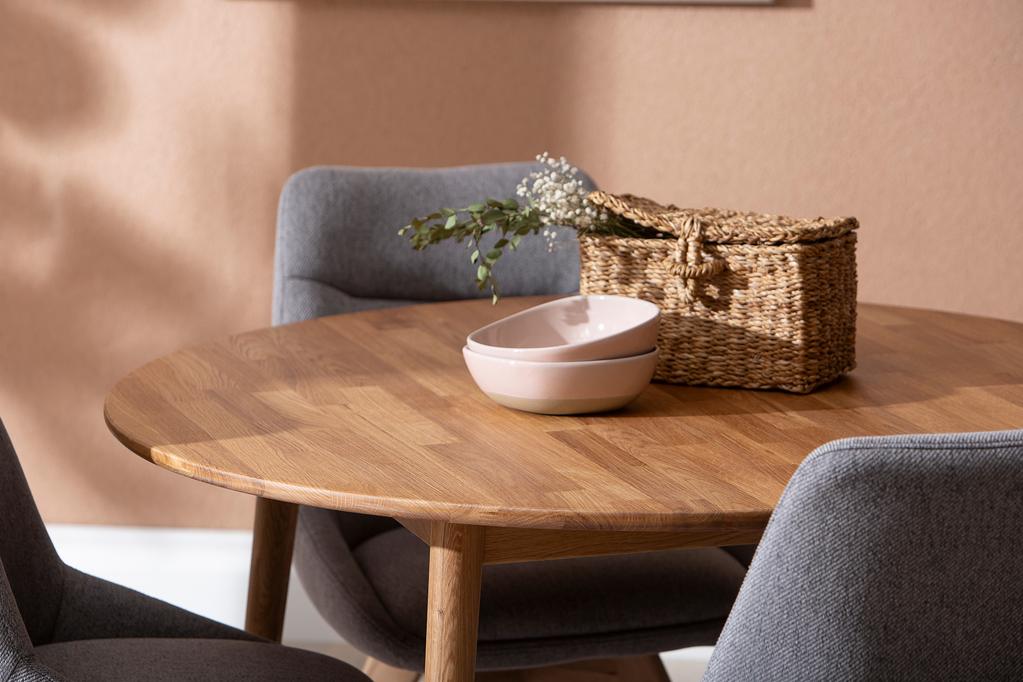 Ekholm & Everly söögilauakomplekt ümar 110cm neljale, tamm/hall