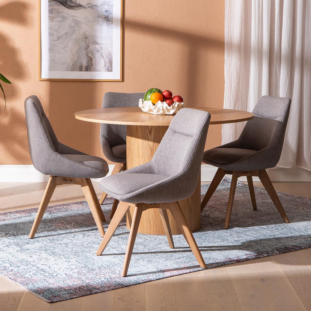 Rotondo & Everly söögilauakomplekt ümar 120cm neljale, tamm/hall