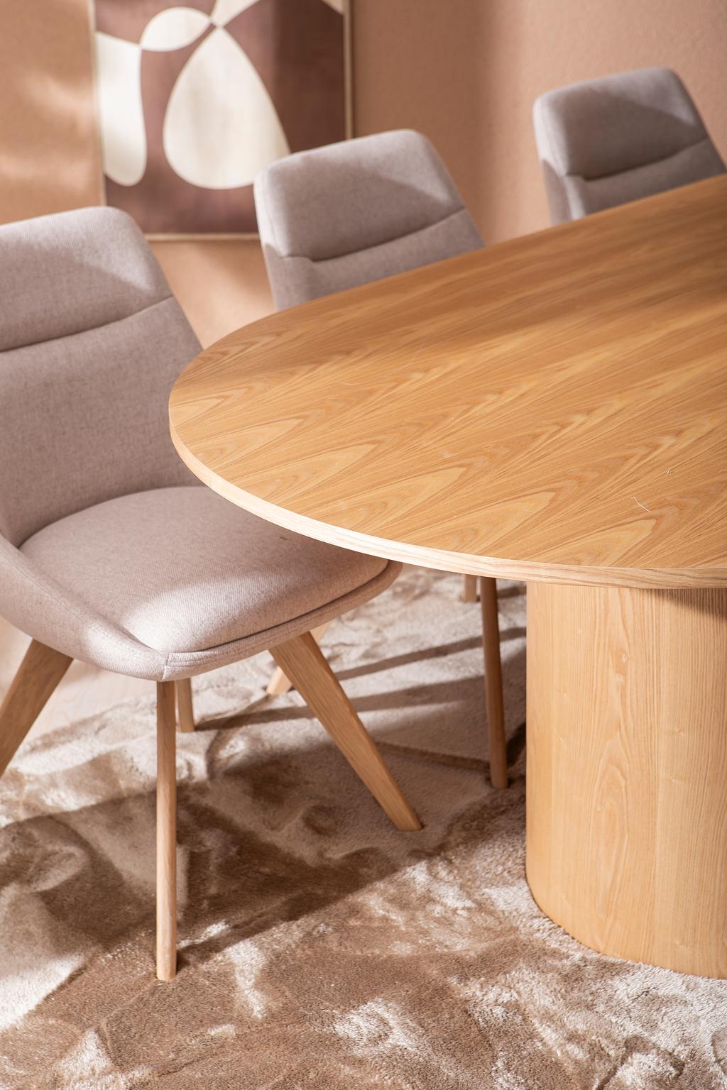 Rotondo & Everly söögilauakomplekt ovaalne 200x110cm kuuele, tamm/liiv