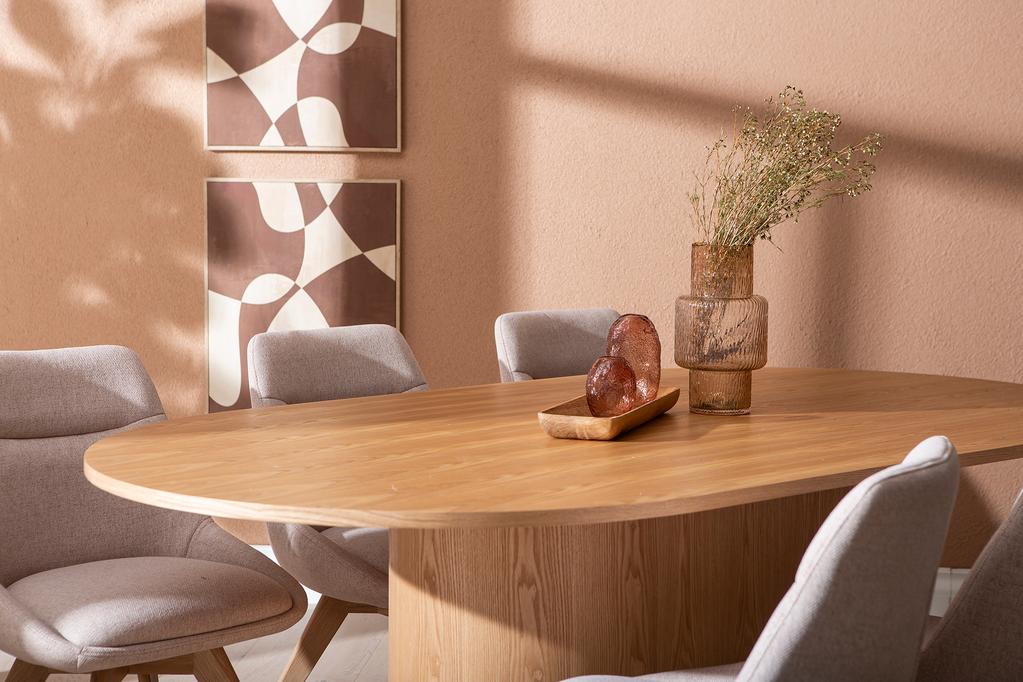 Rotondo & Everly söögilauakomplekt ovaalne 200x110cm kuuele, tamm/liiv