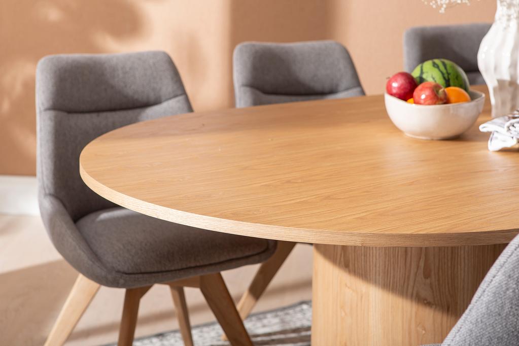 Rotondo & Everly söögilauakomplekt ovaalne 200x110cm kuuele, tamm/hall