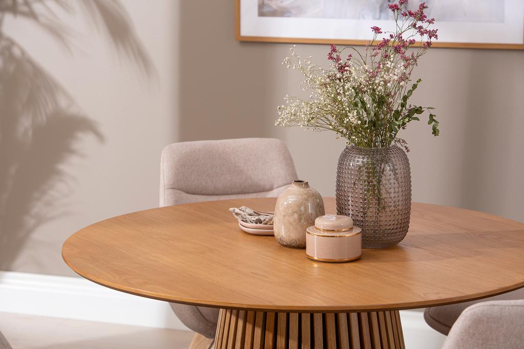 Metz & Everly söögilauakomplekt ümar 120cm neljale, spoonitud tamm/liiv