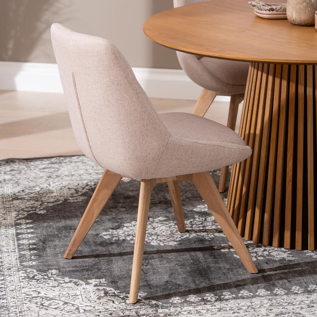 Metz & Everly söögilauakomplekt ümar 120cm neljale, spoonitud tamm/liiv