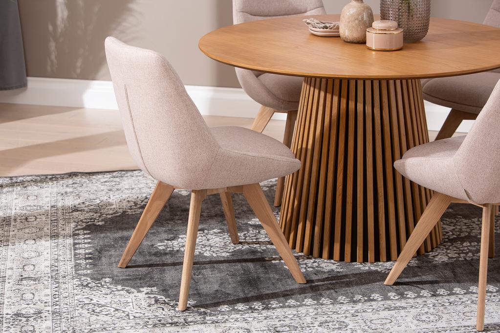 Metz & Everly söögilauakomplekt ümar 120cm neljale, spoonitud tamm/liiv