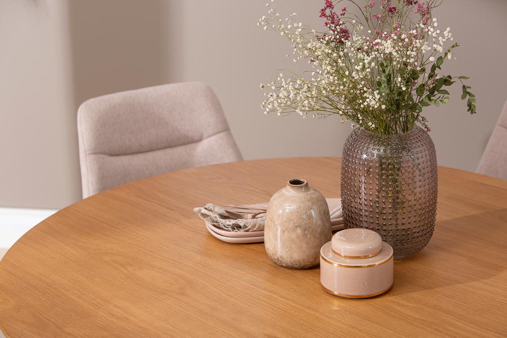 Metz & Everly söögilauakomplekt ümar 120cm neljale, spoonitud tamm/liiv