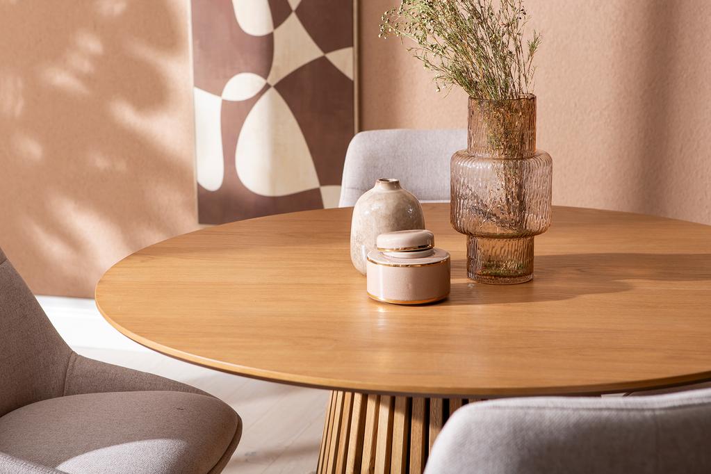 Metz & Everly söögilauakomplekt ümar 120cm neljale, spoonitud tamm/liiv