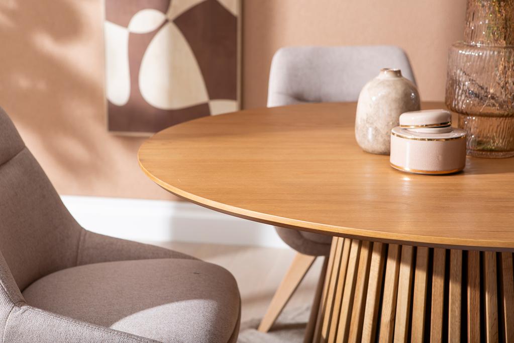 Metz & Everly söögilauakomplekt ümar 120cm neljale, spoonitud tamm/liiv