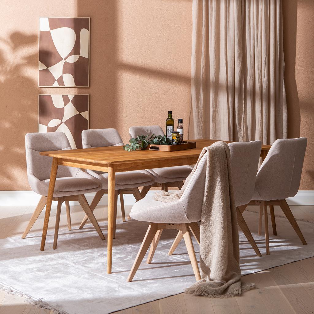 Ekholm & Everly söögilauakomplekt 190x95cm kuuele, natural tamm/liiv