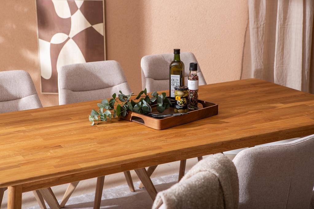 Ekholm & Everly söögilauakomplekt 190x95cm kuuele, natural tamm/liiv