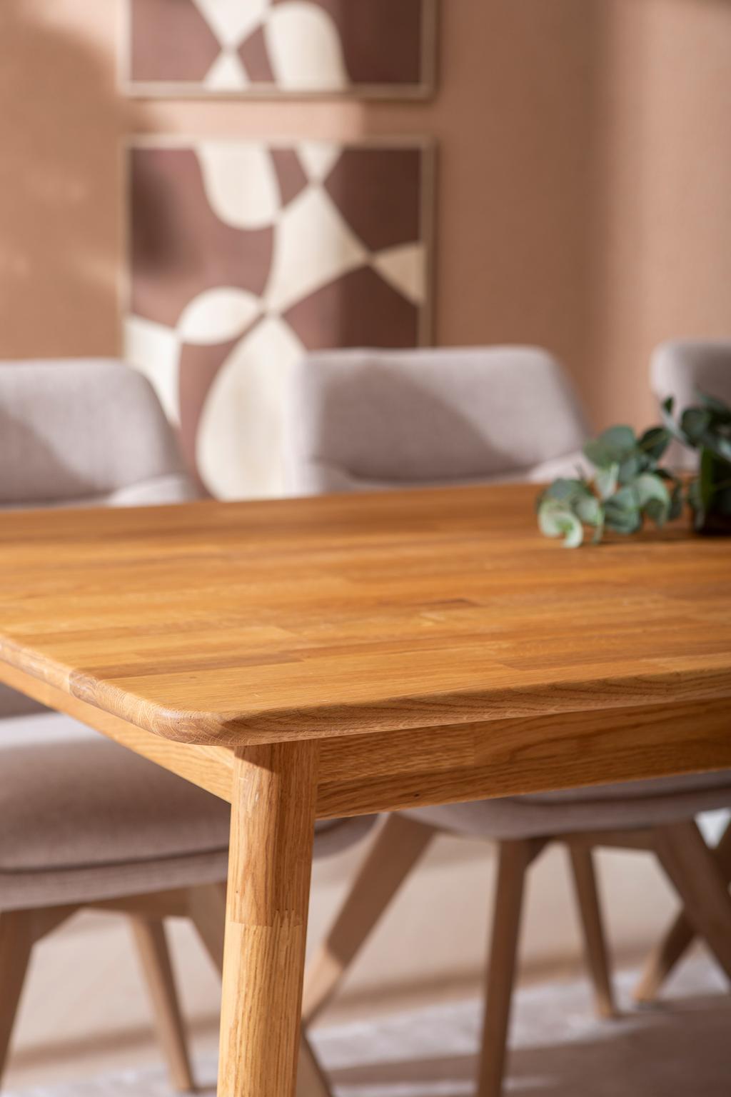 Ekholm & Everly söögilauakomplekt 190x95cm kuuele, natural tamm/liiv