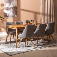 Pisipilt: Ekholm & Everly söögilauakomplekt 190x95cm kuuele, natural tamm/liiv