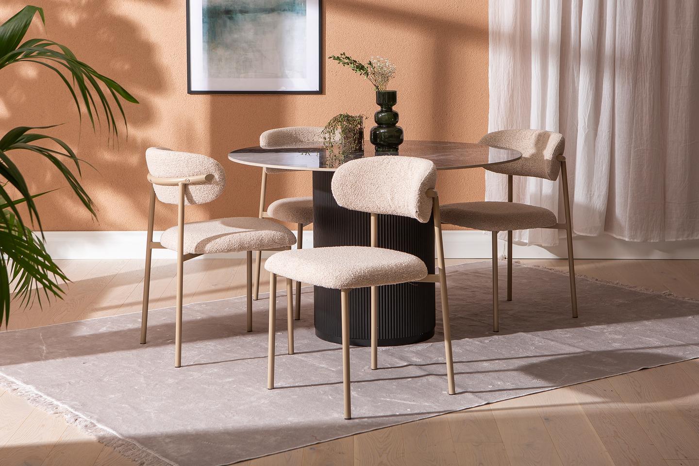 Kalida & Bow söögilauakomplekt ümar 120cm neljale, must/khaki