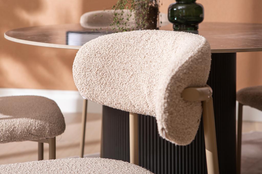 Kalida & Bow söögilauakomplekt ümar 120cm neljale, must/khaki