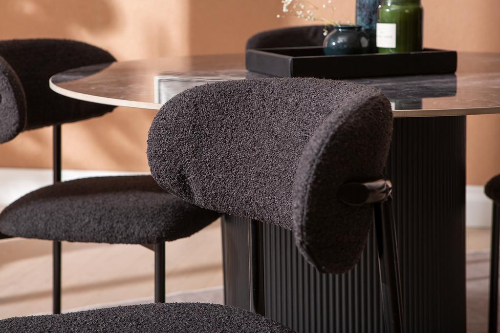 Kalida & Bow söögilauakomplekt ümar 120cm neljale, must/must