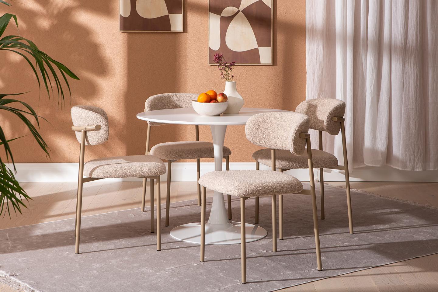 Apollo & Bow söögilauakomplekt ümar 100cm neljale, valge/khaki