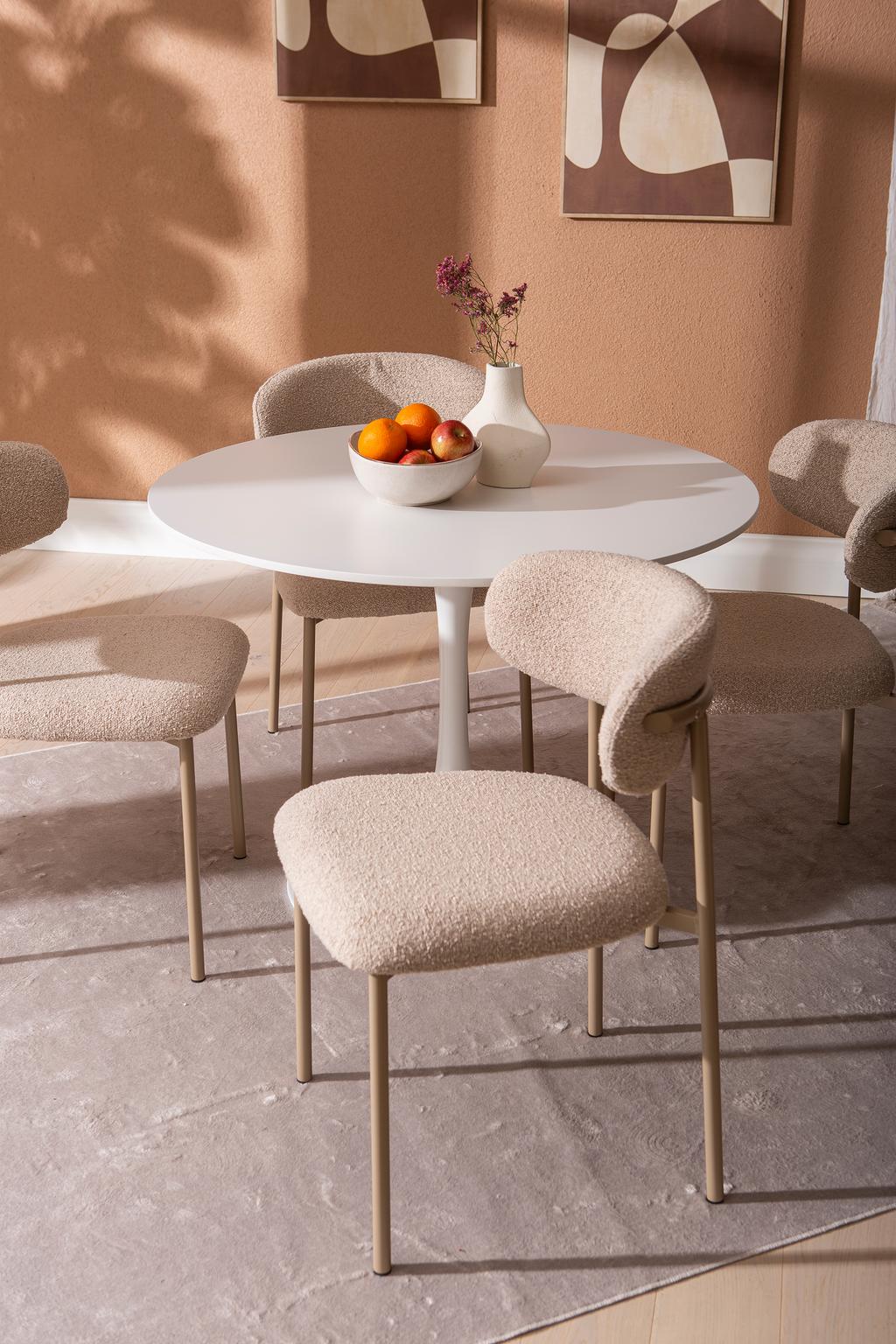 Apollo & Bow söögilauakomplekt ümar 100cm neljale, valge/khaki